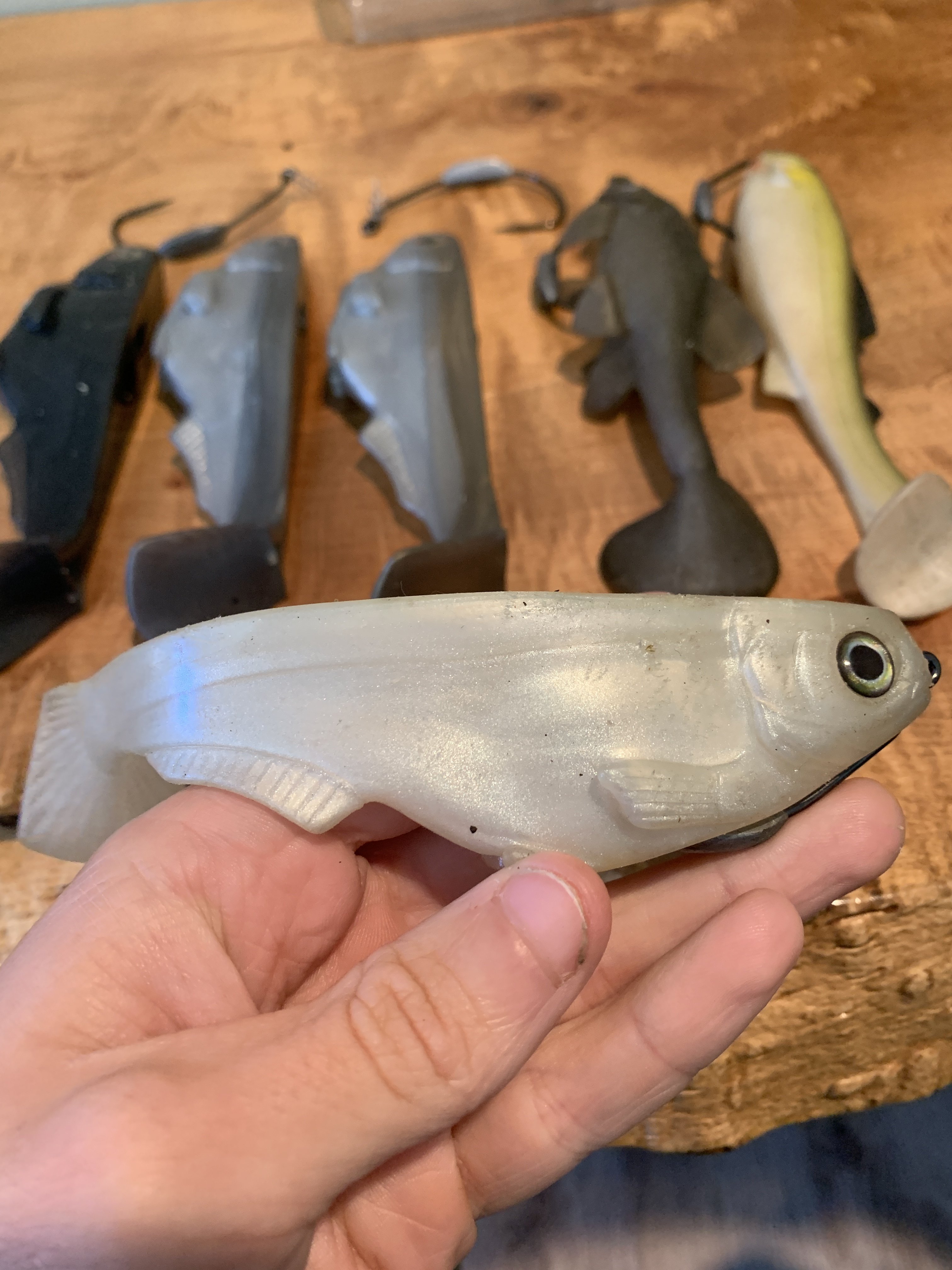 Huddleston swimbait Weedless Shad-SILVER/GREEN-Sold out everywhere 