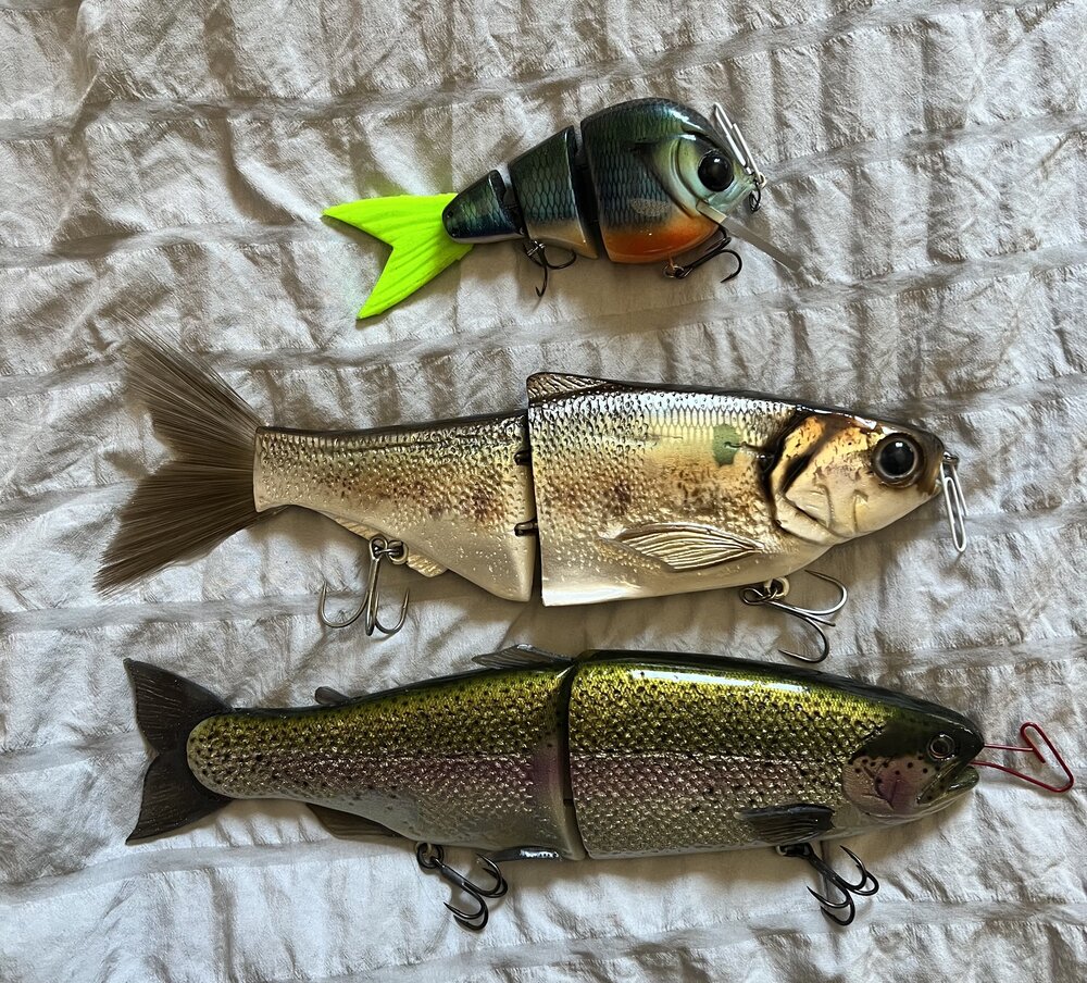 Hinkle trout, kgb king, tiny tum - Black Market - Swimbait Underground