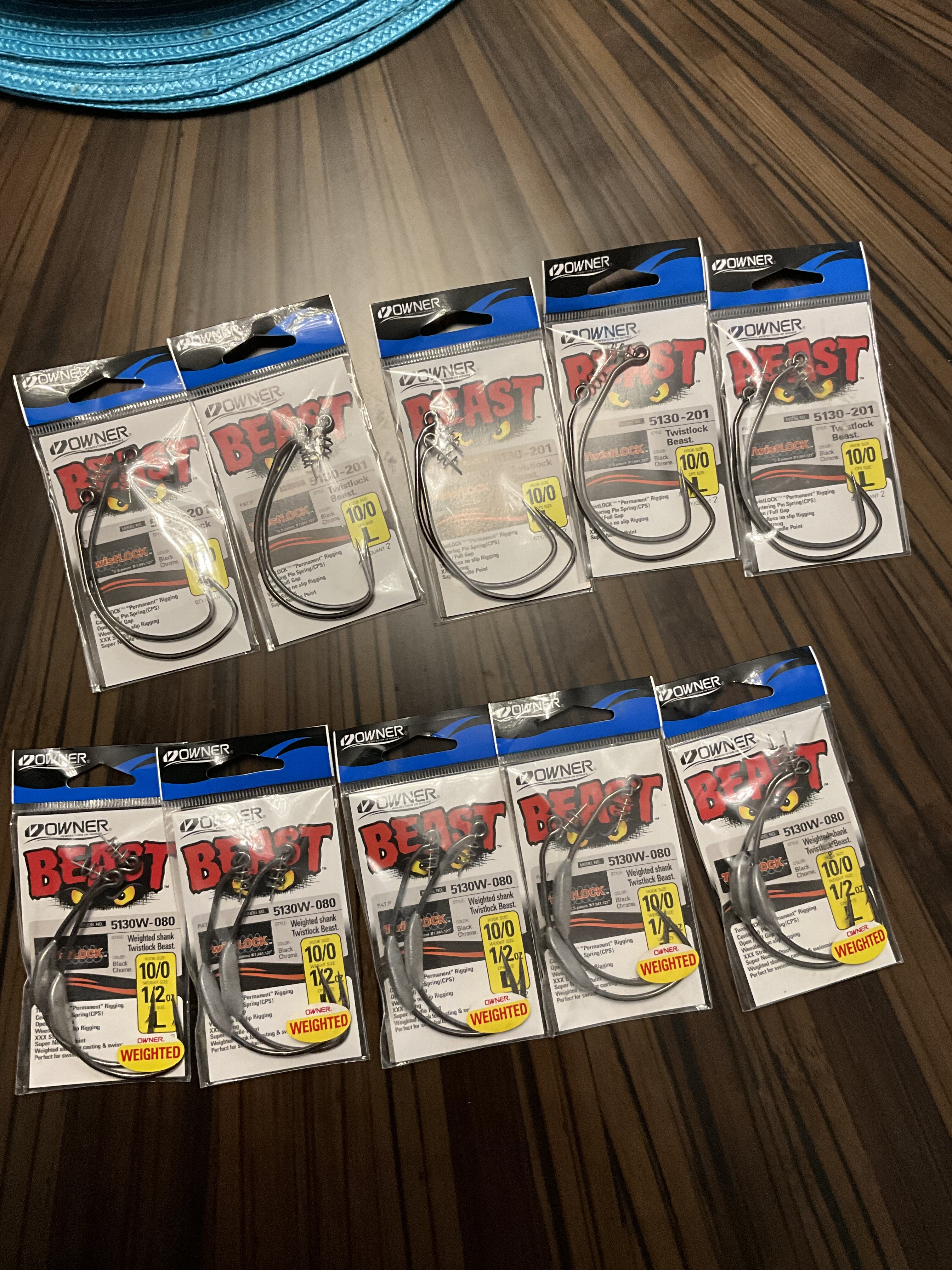 Selling lot of new Owner Beast hooks weighted and unweighted - Black Market  - Swimbait Underground